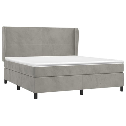 Giroletto a Molle con Materasso Grigio Chiaro 160x200cm Velluto | homemem39