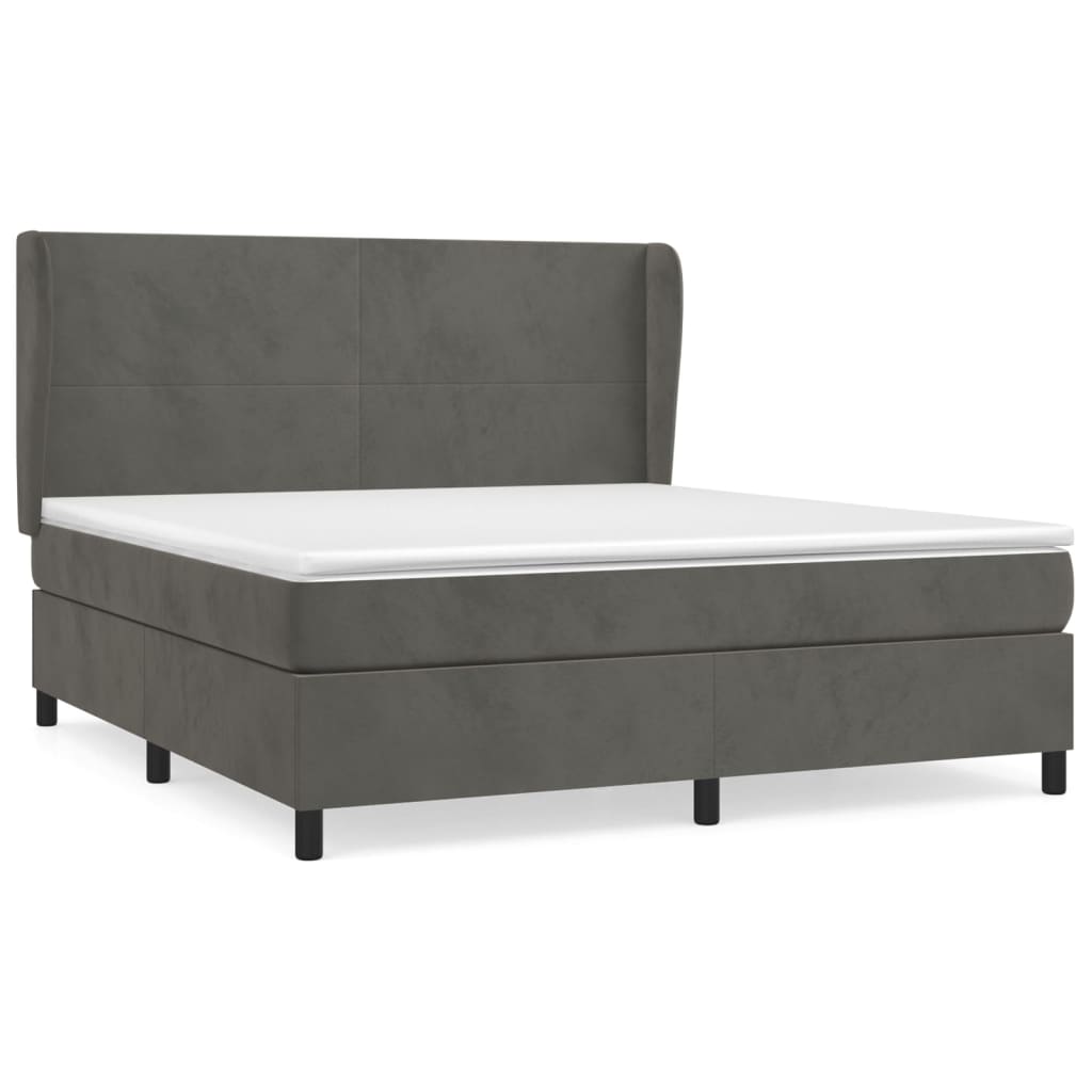 Giroletto a Molle con Materasso Grigio Scuro 160x200 cm Velluto | homemem39