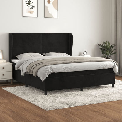 Giroletto a Molle con Materasso Nero 160x200 cm in Velluto | homemem39