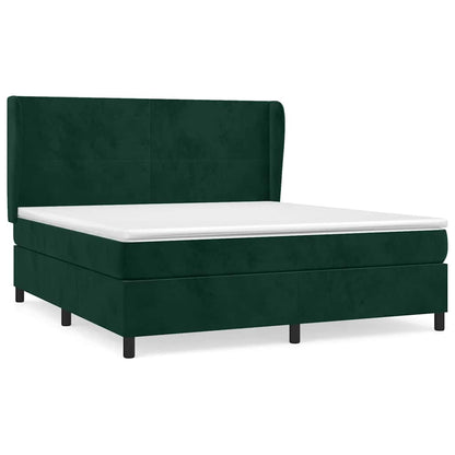 Giroletto a Molle con Materasso Verde Scuro 160x200 cm Velluto | homemem39