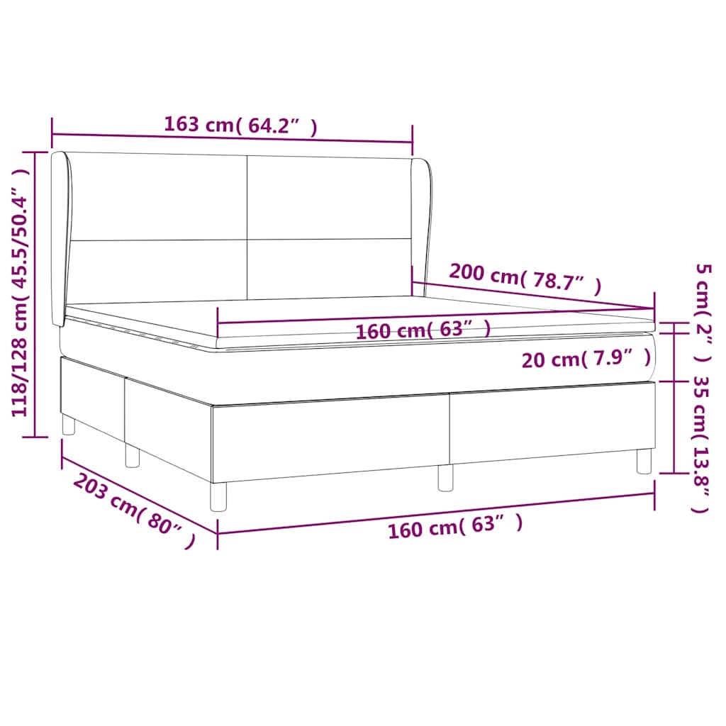 Giroletto a Molle con Materasso Verde Scuro 160x200 cm Velluto | homemem39