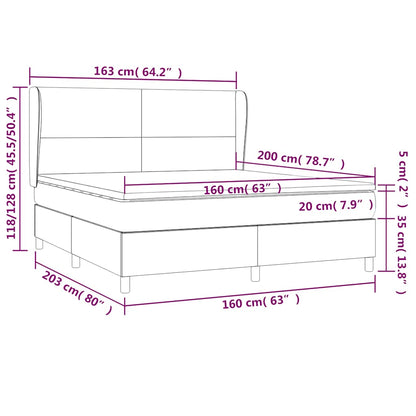 Giroletto a Molle con Materasso Blu Scuro 160x200 cm in Velluto | homemem39