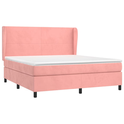 Giroletto a Molle con Materasso Rosa 160x200 cm in Velluto | homemem39