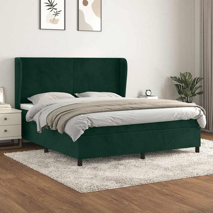 Giroletto a Molle con Materasso Verde Scuro 180x200 cm Velluto | homemem39