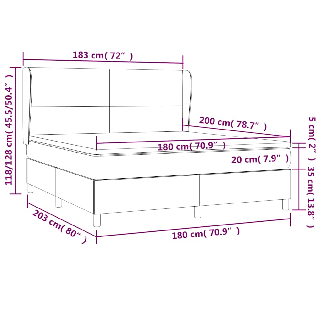 Giroletto a Molle con Materasso Blu Scuro 180x200 cm in Velluto | homemem39