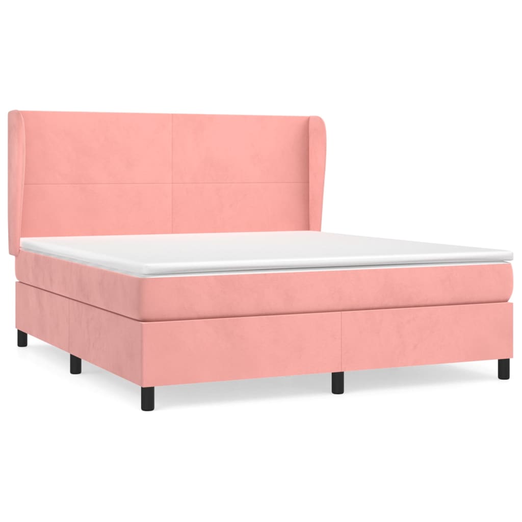 Giroletto a Molle con Materasso Rosa 180x200 cm in Velluto | homemem39