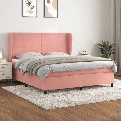 Giroletto a Molle con Materasso Rosa 180x200 cm in Velluto | homemem39