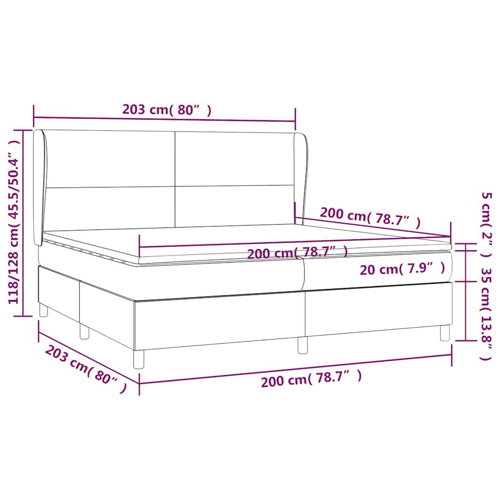 Giroletto a Molle con Materasso Blu Scuro 200x200 cm in Velluto | homemem39