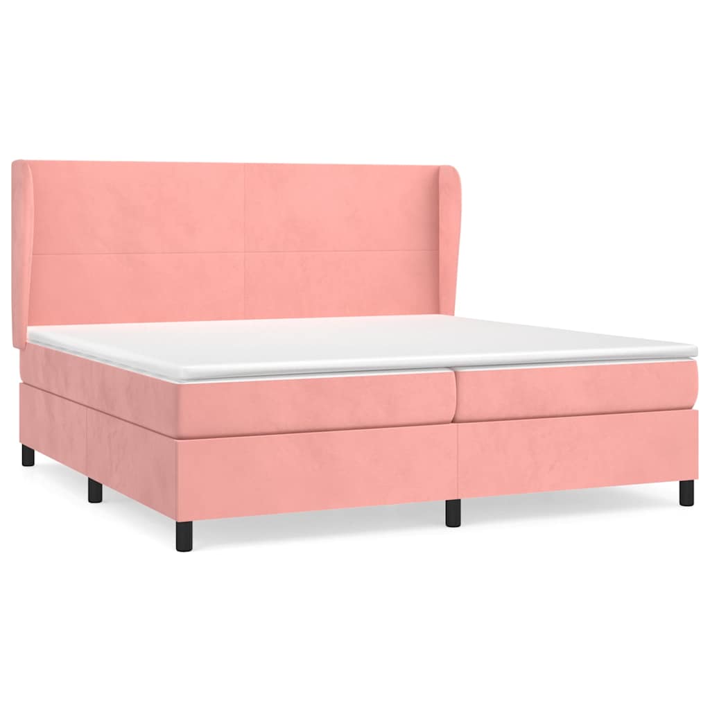 Giroletto a Molle con Materasso Rosa 200x200 cm in Velluto