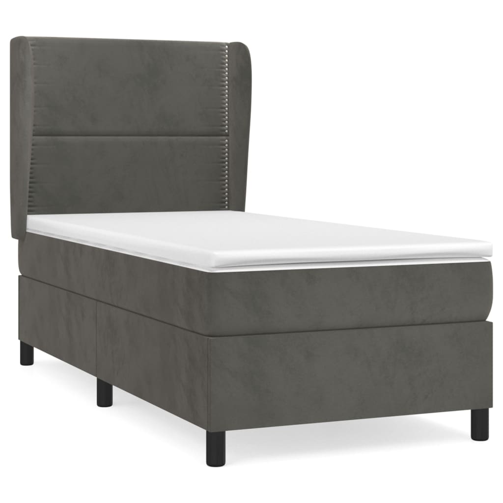 Giroletto a Molle con Materasso Grigio Scuro 80x200 cm Velluto | homemem39