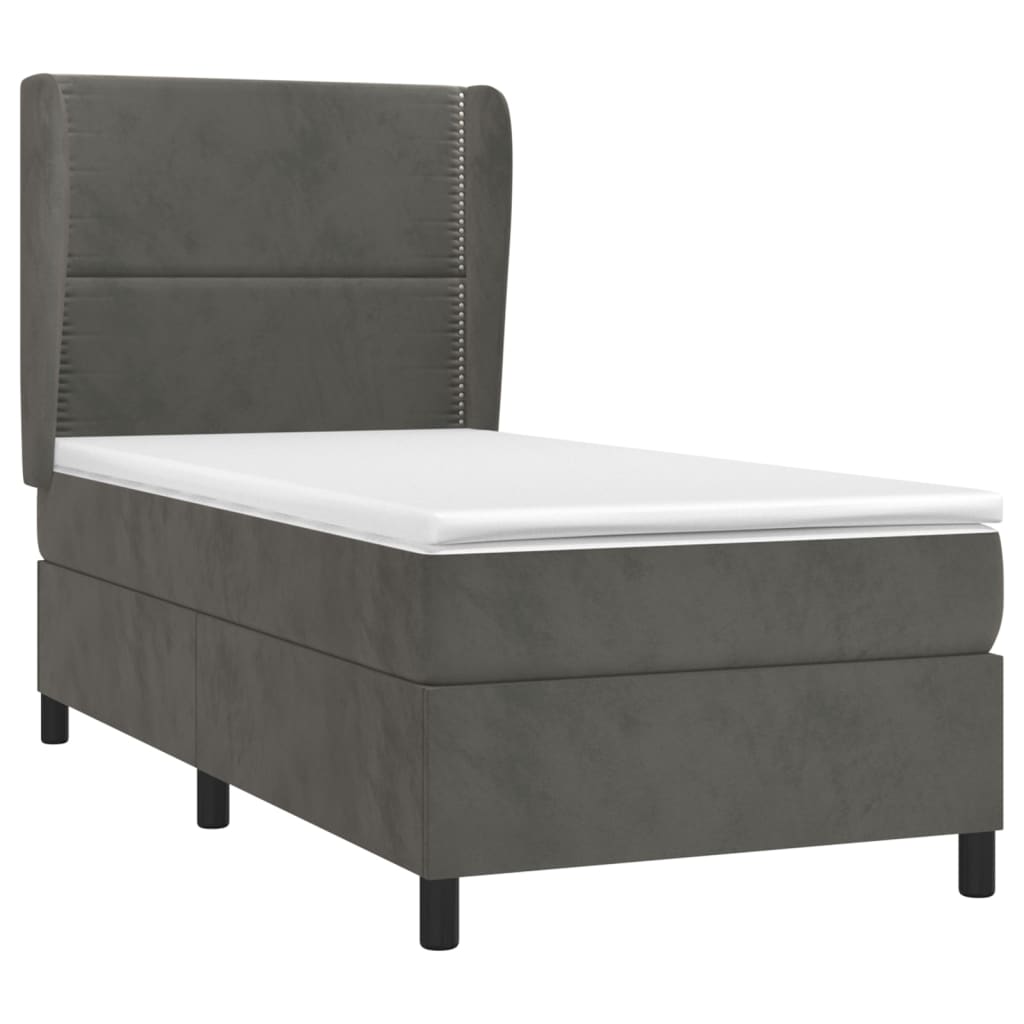 Giroletto a Molle con Materasso Grigio Scuro 80x200 cm Velluto | homemem39