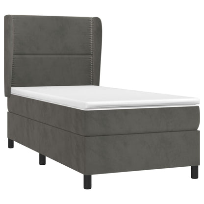 Giroletto a Molle con Materasso Grigio Scuro 80x200 cm Velluto | homemem39