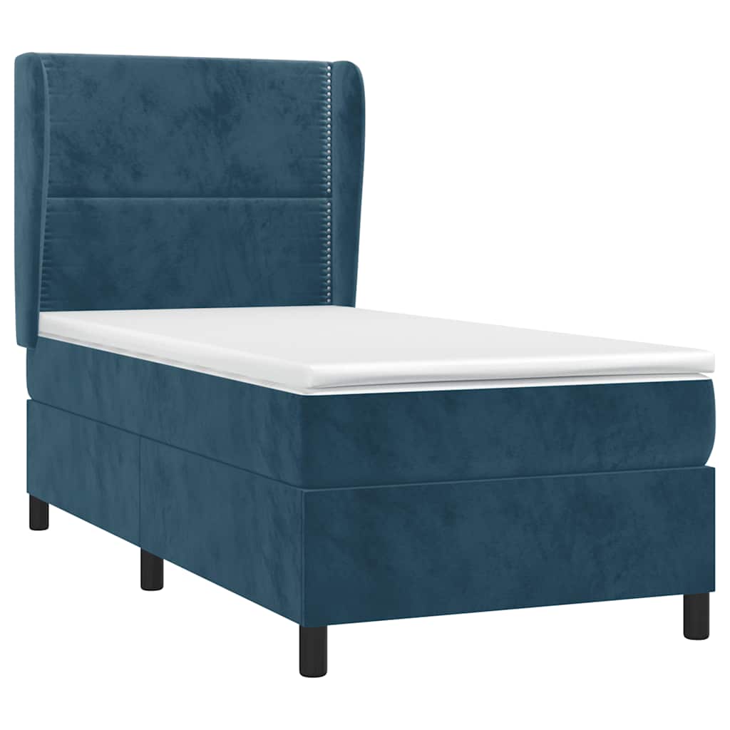Giroletto a Molle con Materasso Blu Scuro 90x190 cm in Velluto | homemem39