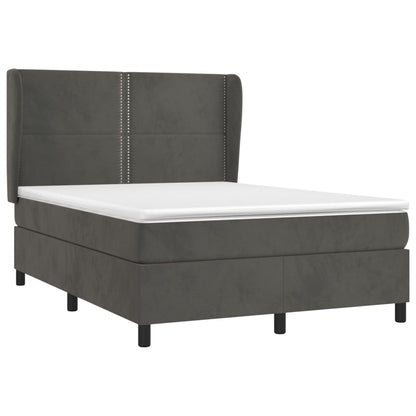 Giroletto a Molle con Materasso Grigio Scuro 140x200 cm Velluto | homemem39