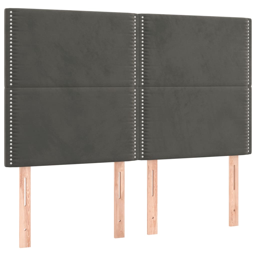 Giroletto a Molle con Materasso Grigio Scuro 140x200 cm Velluto | homemem39