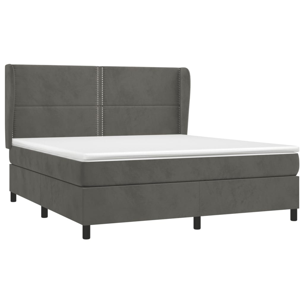 Giroletto a Molle con Materasso Grigio Scuro 160x200 cm Velluto | homemem39