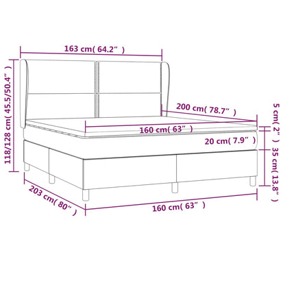 Giroletto a Molle con Materasso Grigio Scuro 160x200 cm Velluto | homemem39