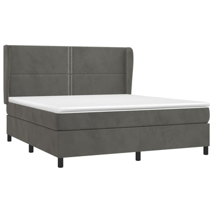 Giroletto a Molle con Materasso Grigio Scuro 180x200 cm Velluto | homemem39