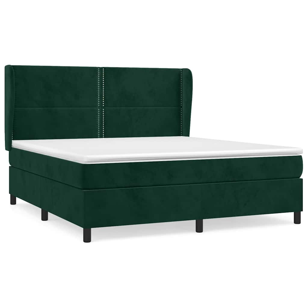 Giroletto a Molle con Materasso Verde Scuro 180x200 cm Velluto