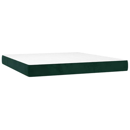 Giroletto a Molle con Materasso Verde Scuro 180x200 cm Velluto