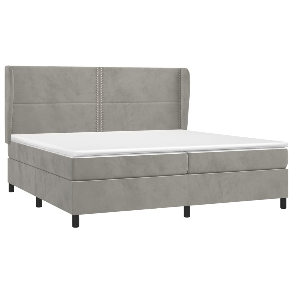 Giroletto a Molle con Materasso Grigio Chiaro 200x200cm Velluto | homemem39