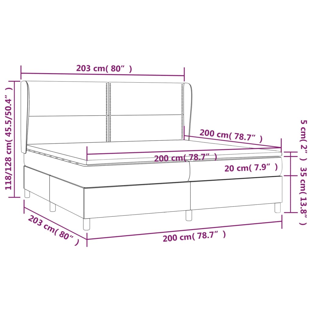 Giroletto a Molle con Materasso Grigio Scuro 200x200 cm Velluto | homemem39