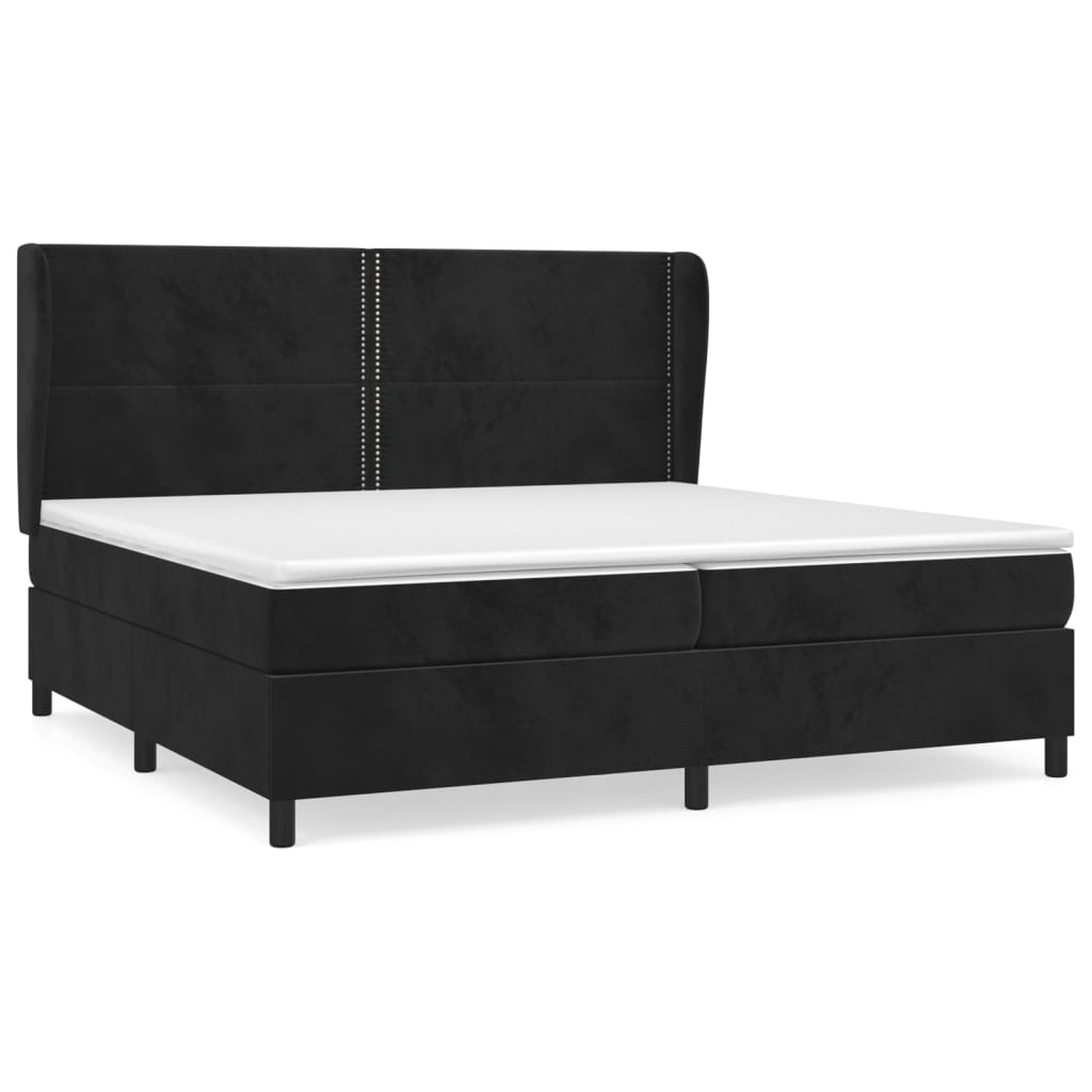 Giroletto a Molle con Materasso Nero 200x200 cm in Velluto | homemem39