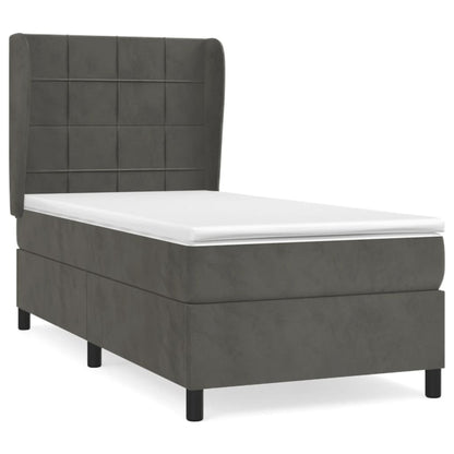 Giroletto a Molle con Materasso Grigio Scuro 80x200 cm Velluto | homemem39