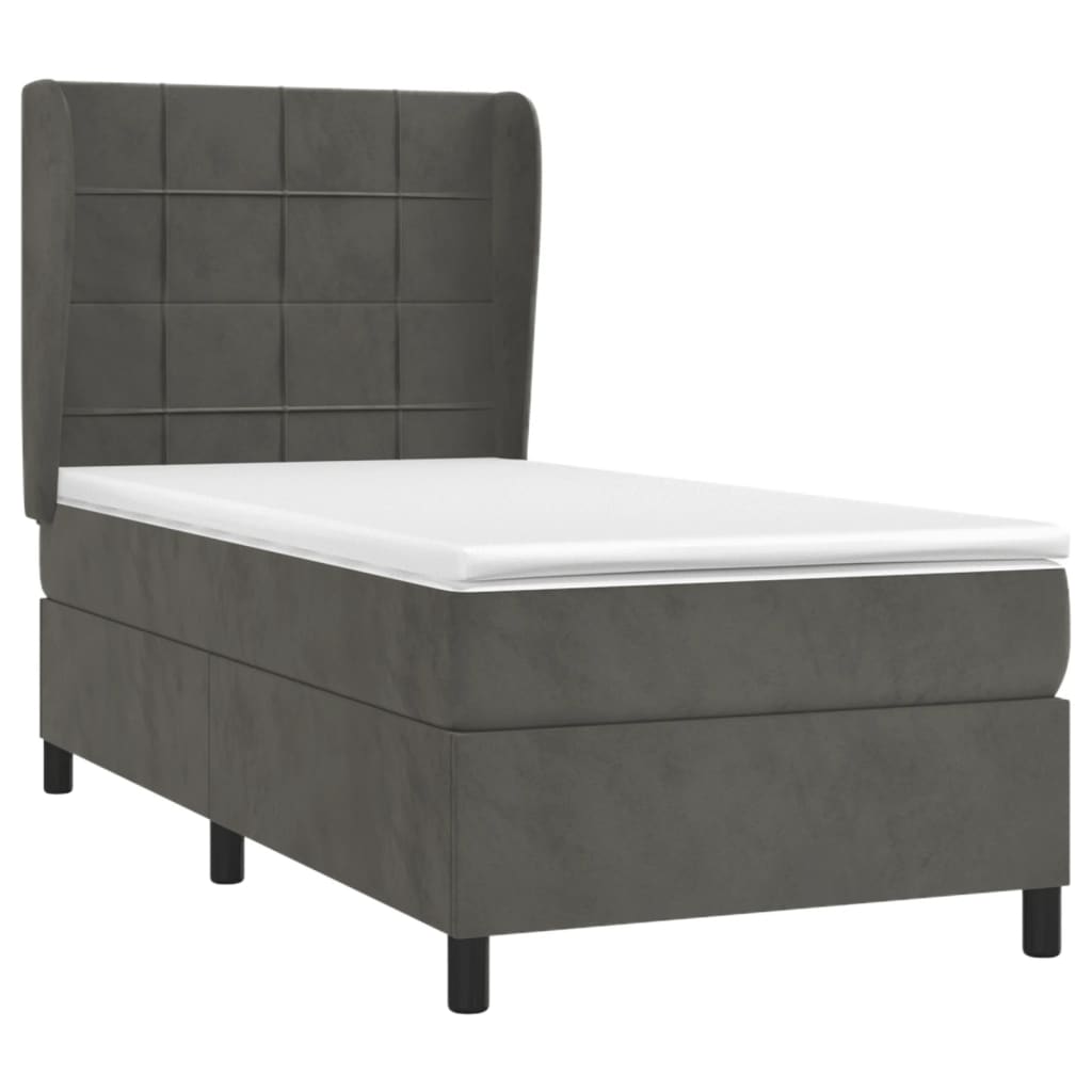 Giroletto a Molle con Materasso Grigio Scuro 80x200 cm Velluto | homemem39