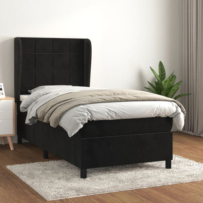 Giroletto a Molle con Materasso Nero 80x200 cm in Velluto | homemem39