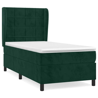 Giroletto a Molle con Materasso Verde Scuro 80x200 cm Velluto