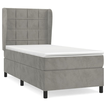 Giroletto a Molle con Materasso Grigio Chiaro 90x190 cm Velluto | homemem39