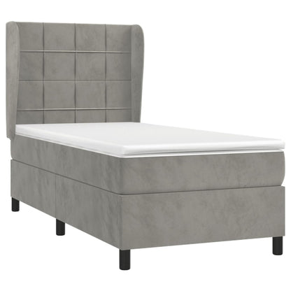 Giroletto a Molle con Materasso Grigio Chiaro 90x190 cm Velluto | homemem39
