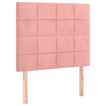 Spring bed frame with pink mattress 100x200 cm in velvet