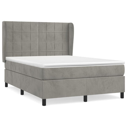 Giroletto a Molle con Materasso Grigio Chiaro 140x200cm Velluto | homemem39