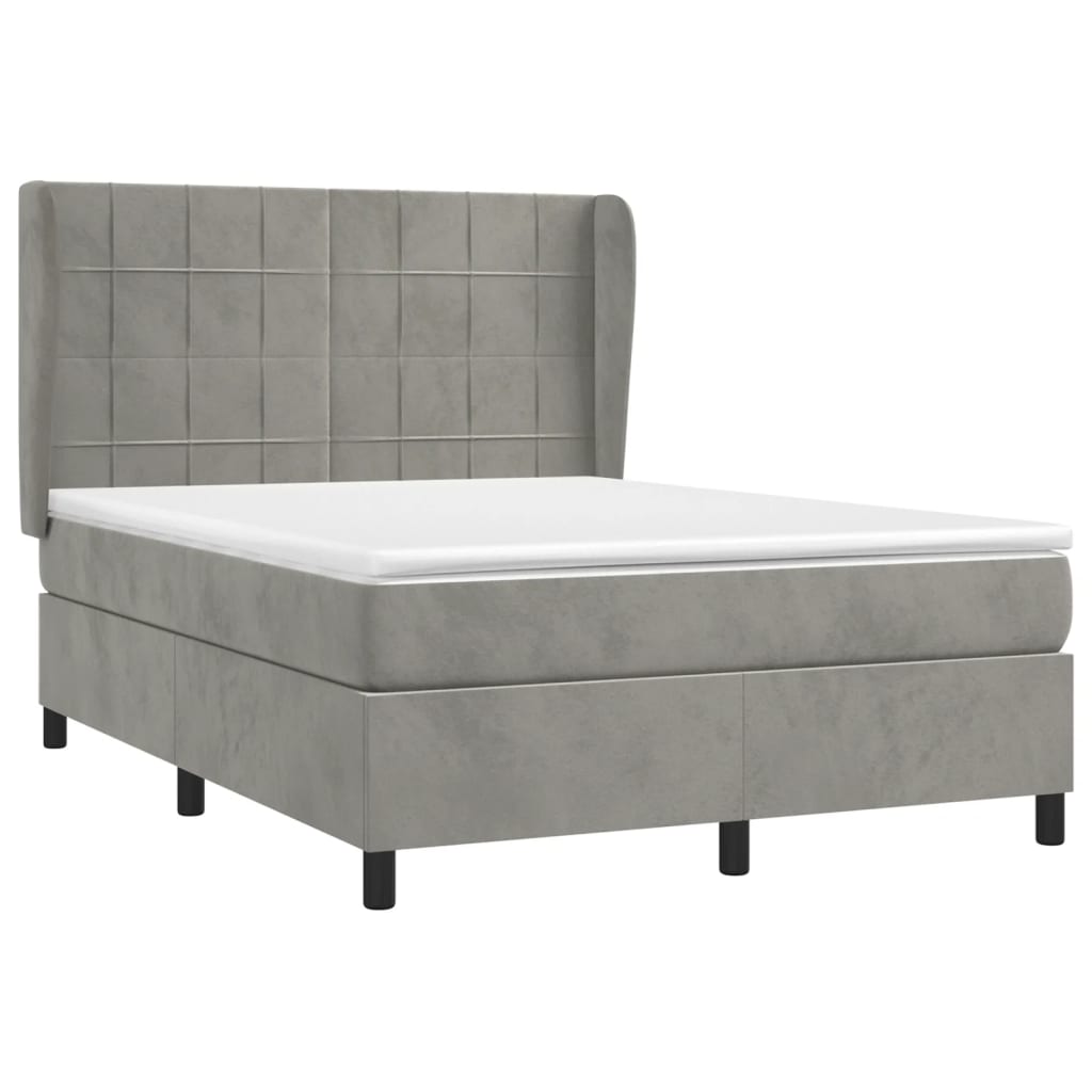 Giroletto a Molle con Materasso Grigio Chiaro 140x200cm Velluto | homemem39