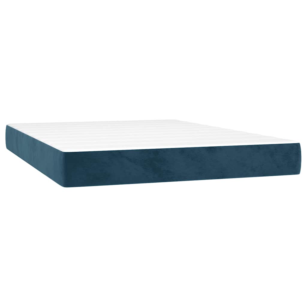 Giroletto a Molle con Materasso Blu Scuro 140x200 cm in Velluto | homemem39