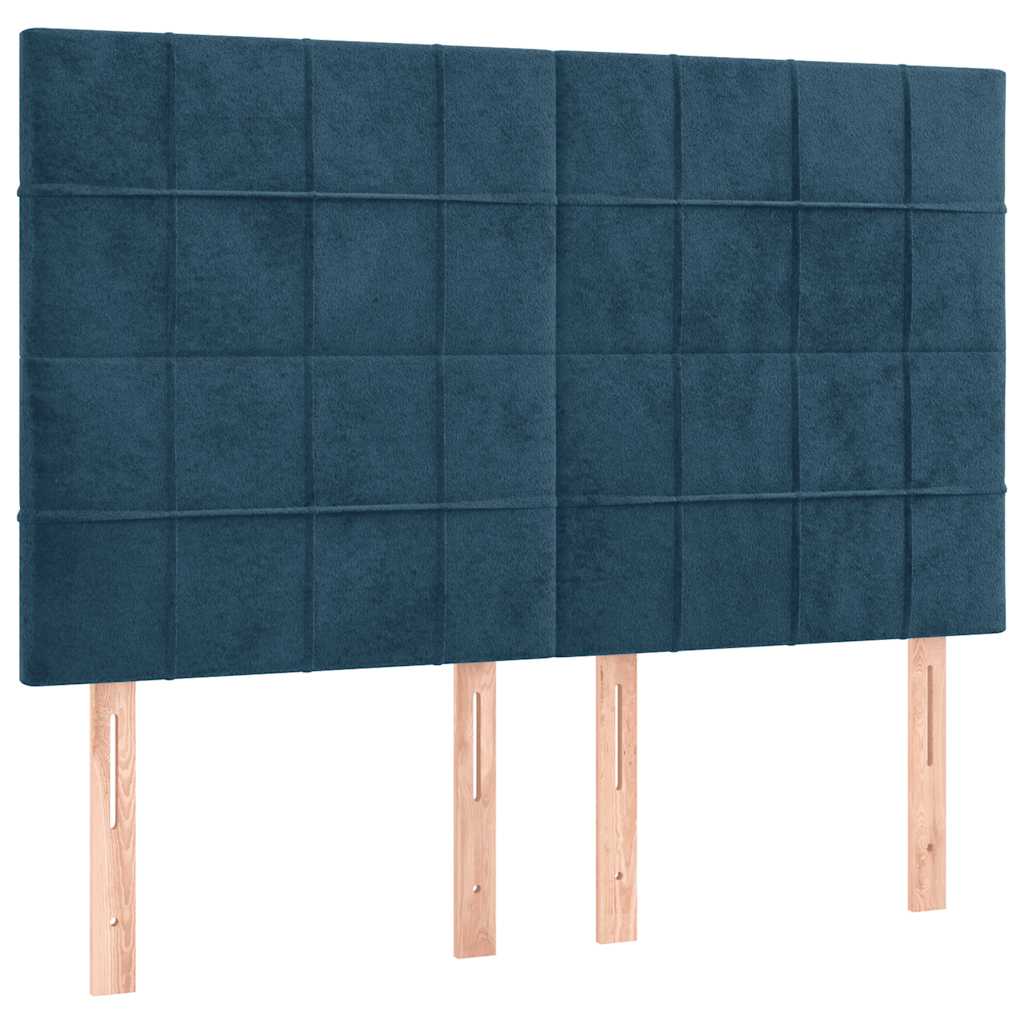Giroletto a Molle con Materasso Blu Scuro 140x200 cm in Velluto | homemem39