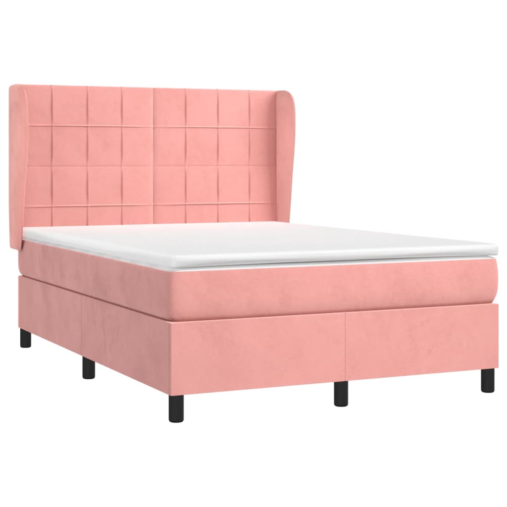 Giroletto a Molle con Materasso Rosa 140x200 cm in Velluto | homemem39