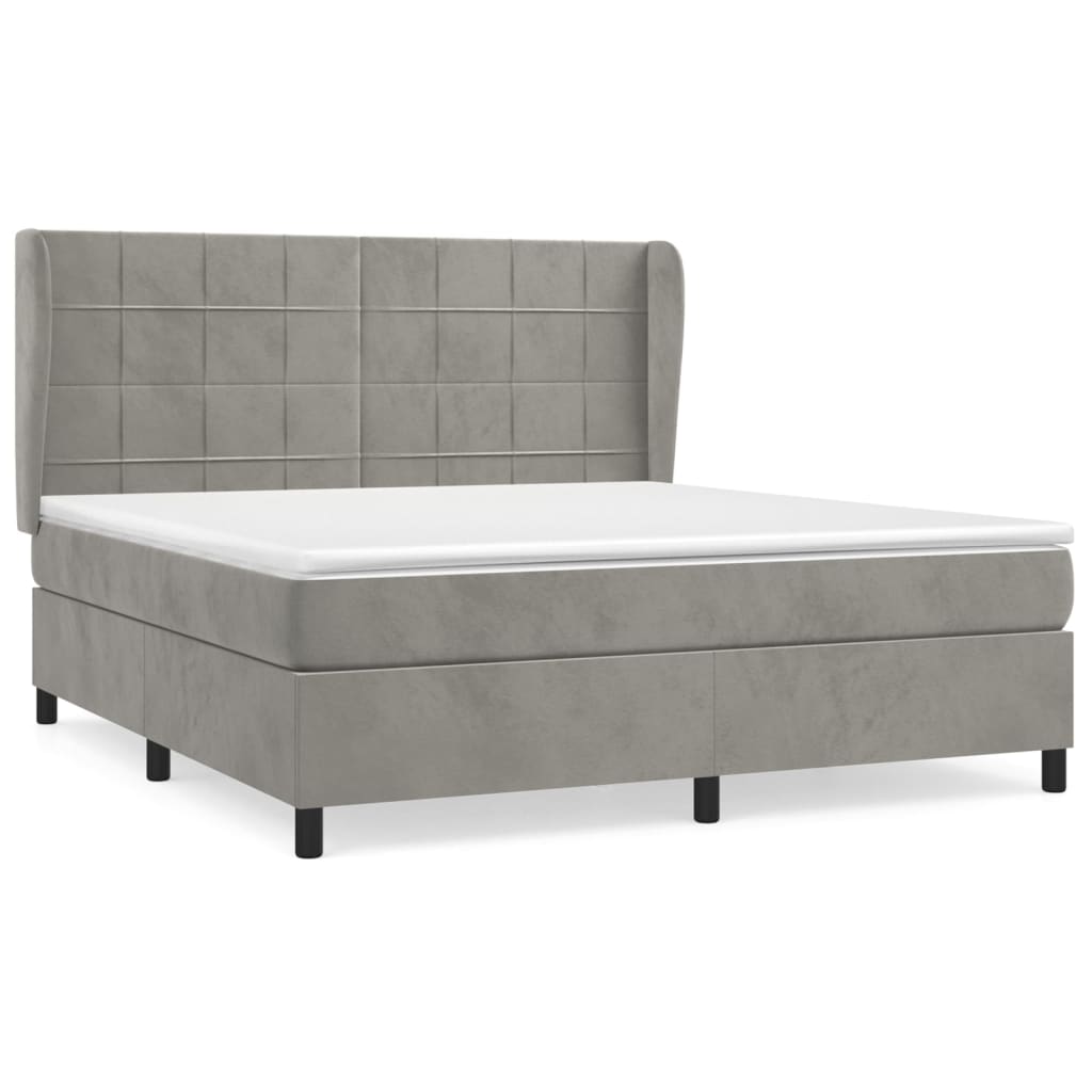 Giroletto a Molle con Materasso Grigio Chiaro 160x200cm Velluto | homemem39
