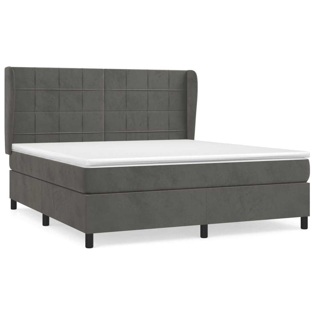 Giroletto a Molle con Materasso Grigio Scuro 160x200 cm Velluto | homemem39