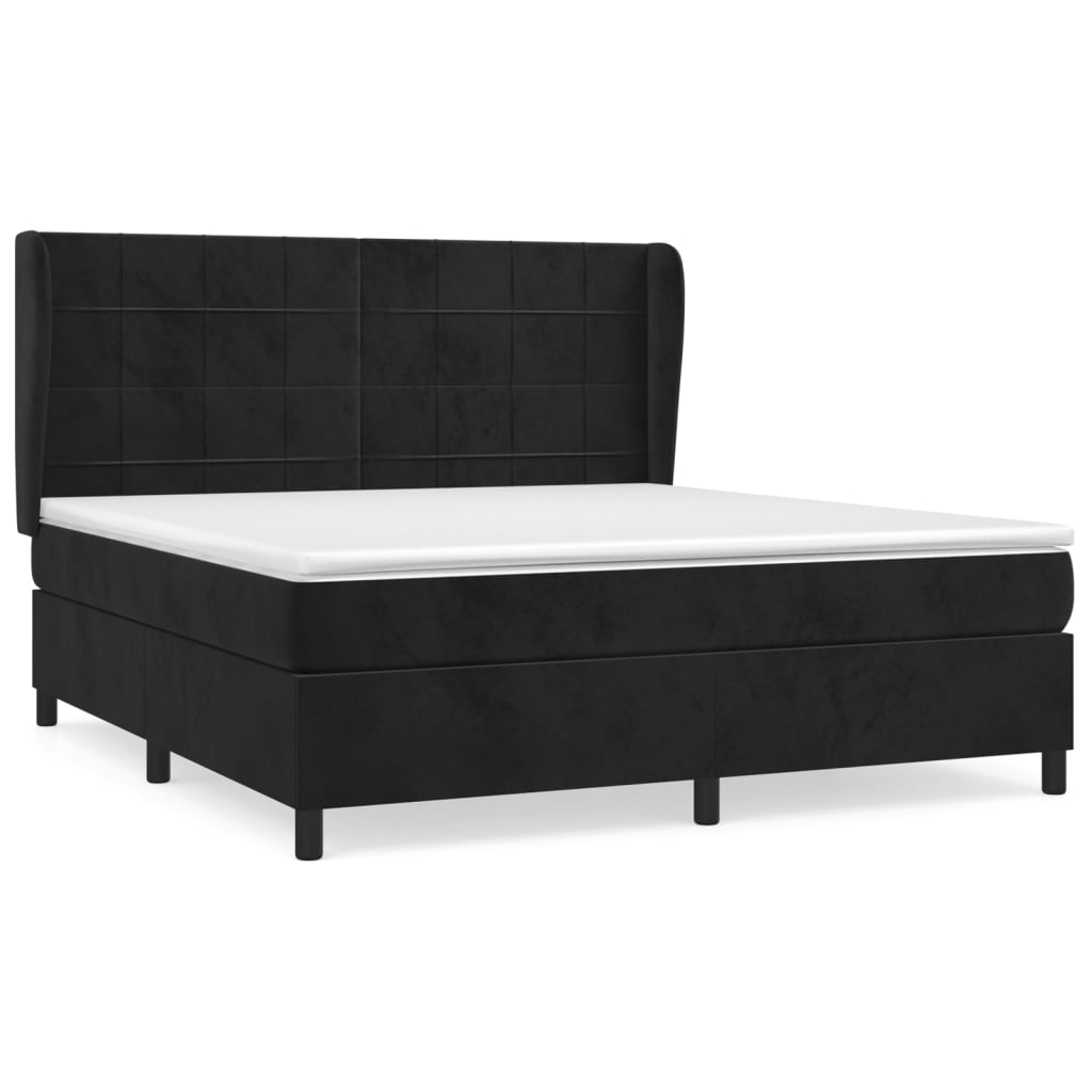Giroletto a Molle con Materasso Nero 160x200 cm in Velluto | homemem39