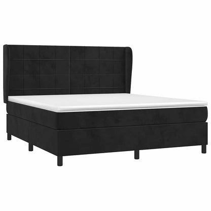 Giroletto a Molle con Materasso Nero 160x200 cm in Velluto