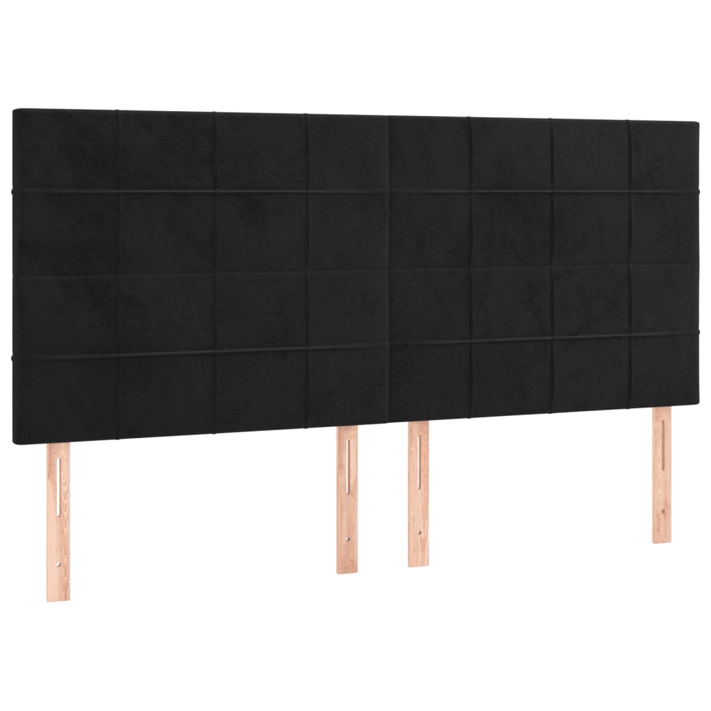 Giroletto a Molle con Materasso Nero 160x200 cm in Velluto | homemem39