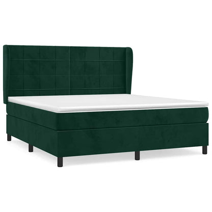 Giroletto a Molle con Materasso Verde Scuro 160x200 cm Velluto