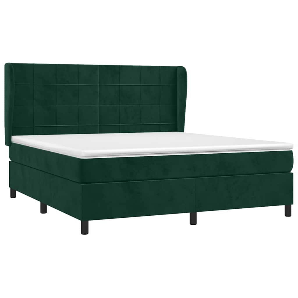 Giroletto a Molle con Materasso Verde Scuro 160x200 cm Velluto | homemem39