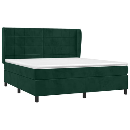 Giroletto a Molle con Materasso Verde Scuro 160x200 cm Velluto | homemem39