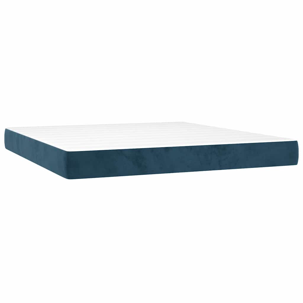 Giroletto a Molle con Materasso Blu Scuro 160x200 cm in Velluto