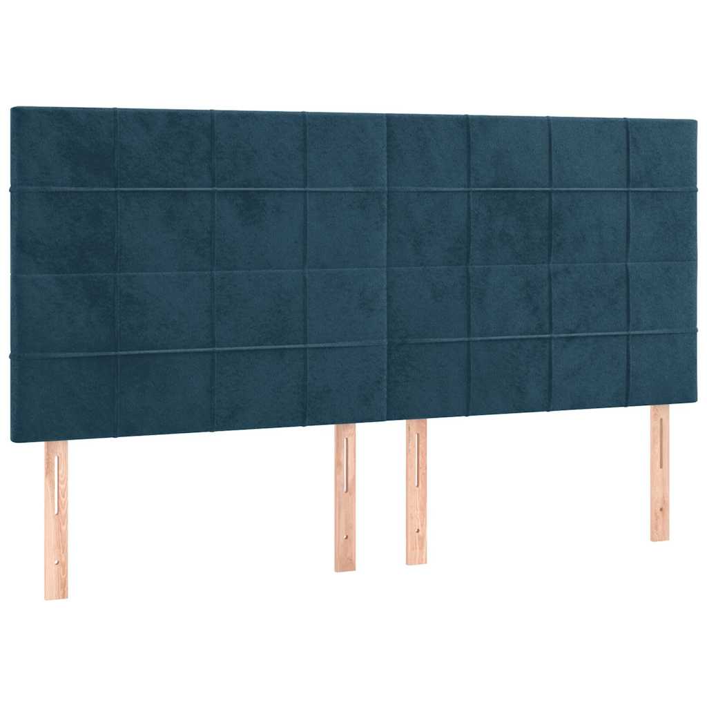 Giroletto a Molle con Materasso Blu Scuro 160x200 cm in Velluto