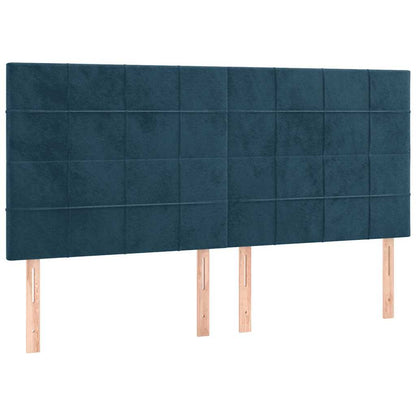 Giroletto a Molle con Materasso Blu Scuro 160x200 cm in Velluto